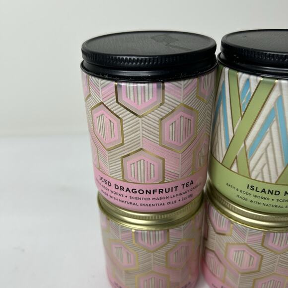 BATH AND BODY Single Wick 4 Candles Iced Dragonfruit Tea & Island Margarita 7oz - Picture 2 of 7